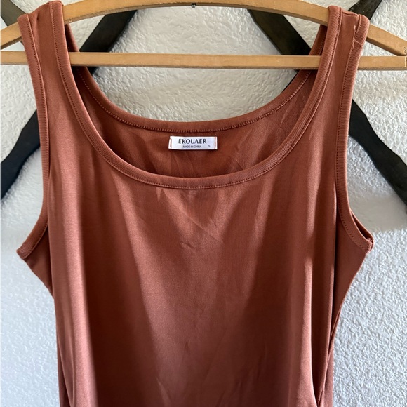 Brown Rust sleeveless Maternity Dress - Picture 3 of 4